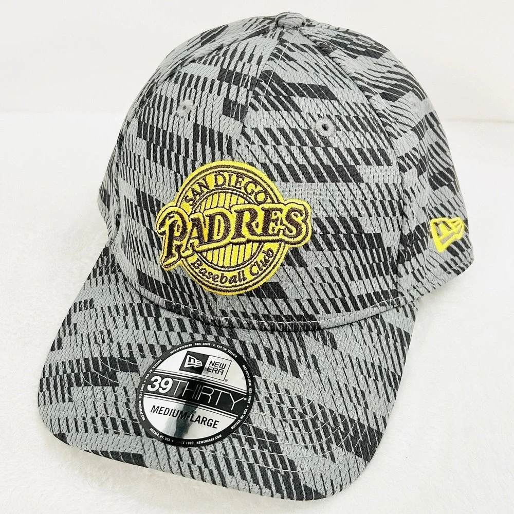 New Era San Diego Padres Clubhouse 39THIRTY Stretch Hat Cap M/L Gray MLB